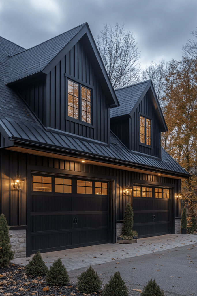 Black Metal and Wood Farmhouse Garage