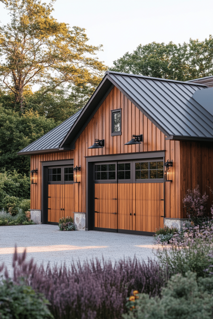 Horizontal Slat Farmhouse Garage