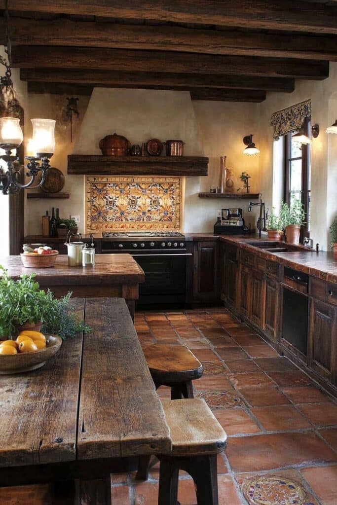 Tuscan-Inspired Antique Kitchen: Warm Mediterranean Flair