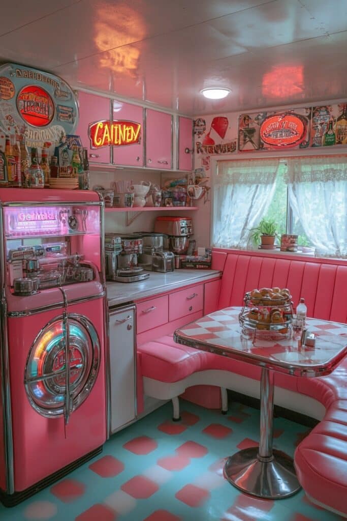 1950s Retro: Vibrant Antique Kitchen Atmosphere