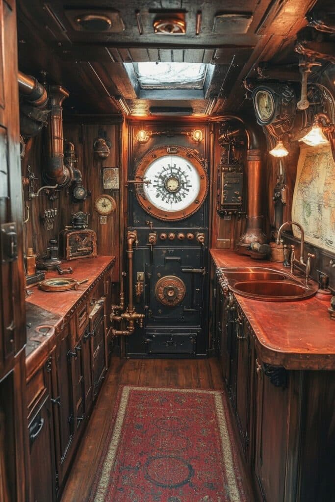 Steampunk-Inspired Antique Kitchen: Mechanical Vintage Charm