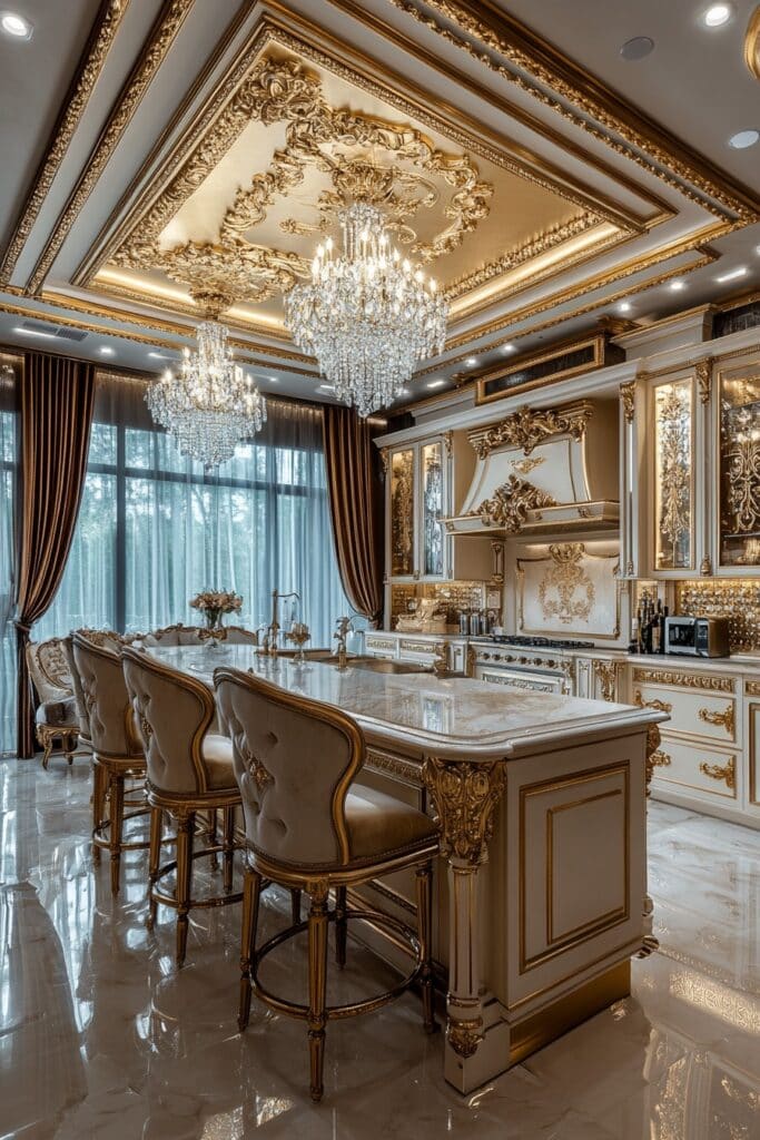 Luxurious Antique Kitchen Glamour: Opulent Vintage Style