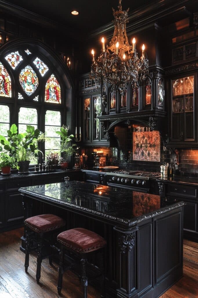 Gothic Revival: Dramatic Antique Kitchen Aesthetics