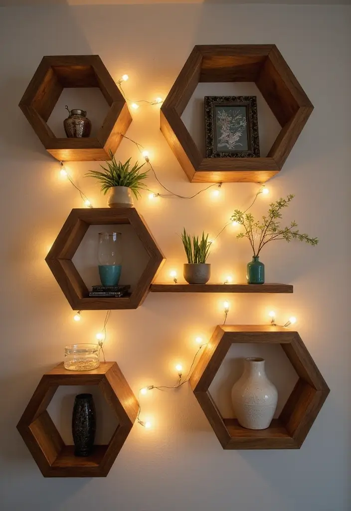 Hexagon accent lighting highlighting decor