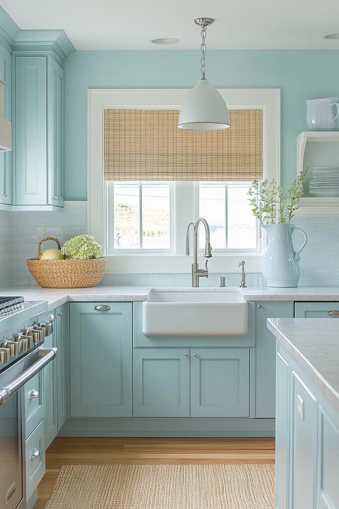 Serene Blue Kitchen Cabinets