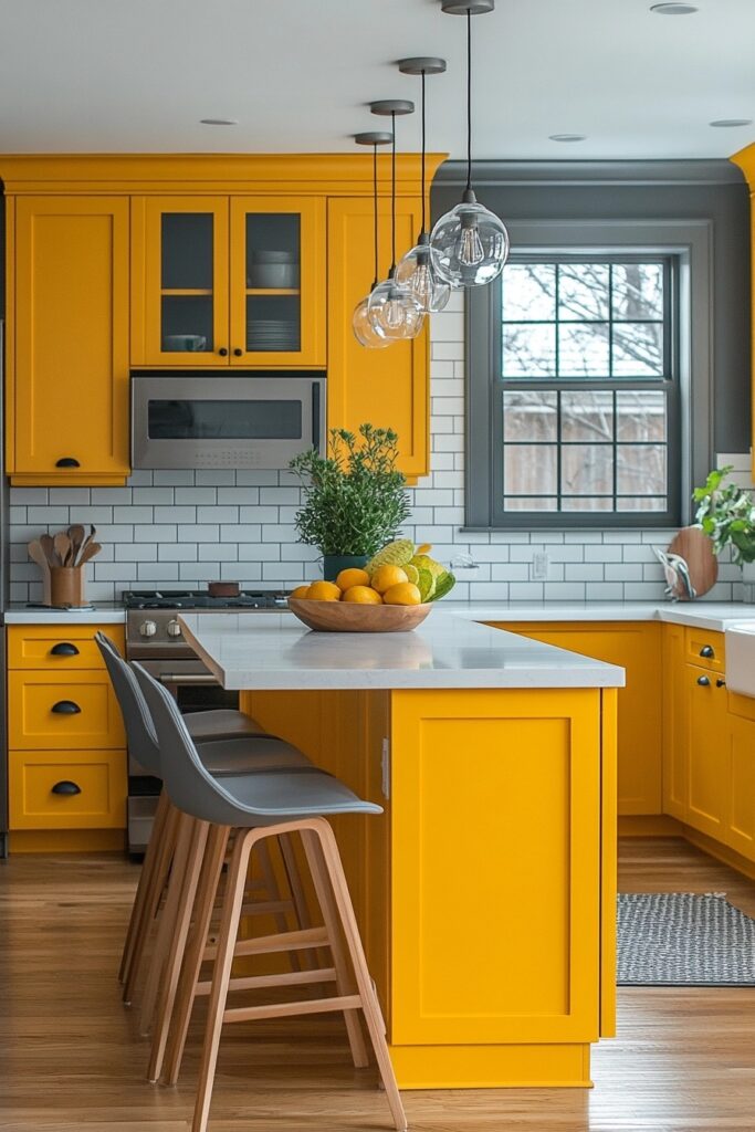Cheerful Yellow Kitchen Cabinets