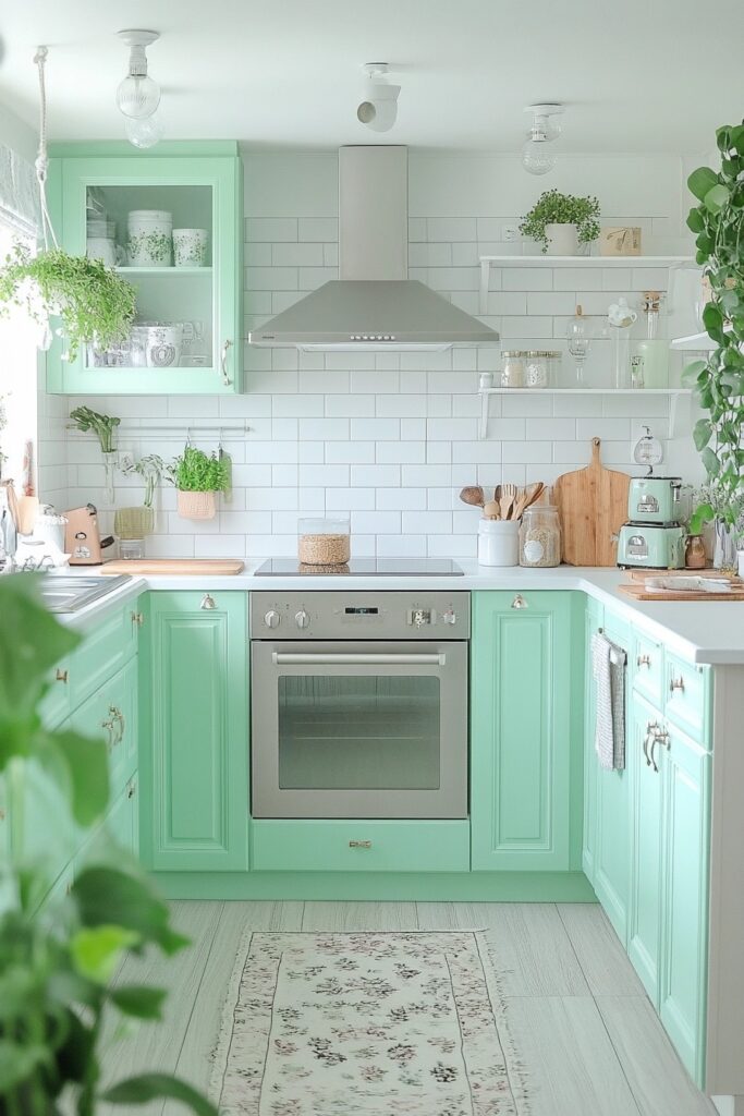 Fresh Mint Green Kitchen Cabinets