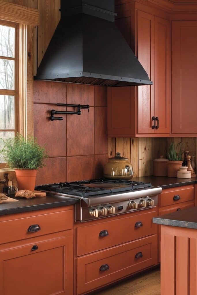 Warm Terra Cotta Kitchen Cabinets
