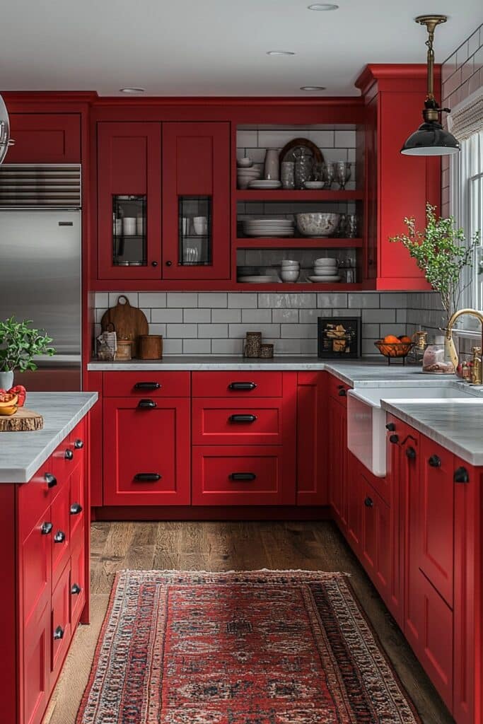 Vibrant Cherry Red Kitchen Cabinets