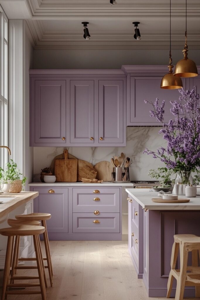 Gentle Lavender Kitchen Cabinets
