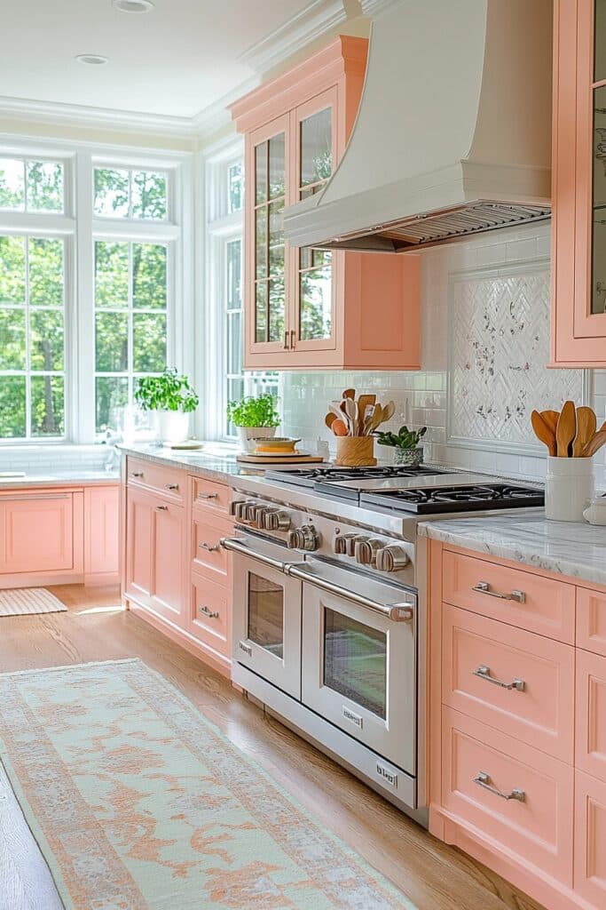 Warm Peach Kitchen Cabinets