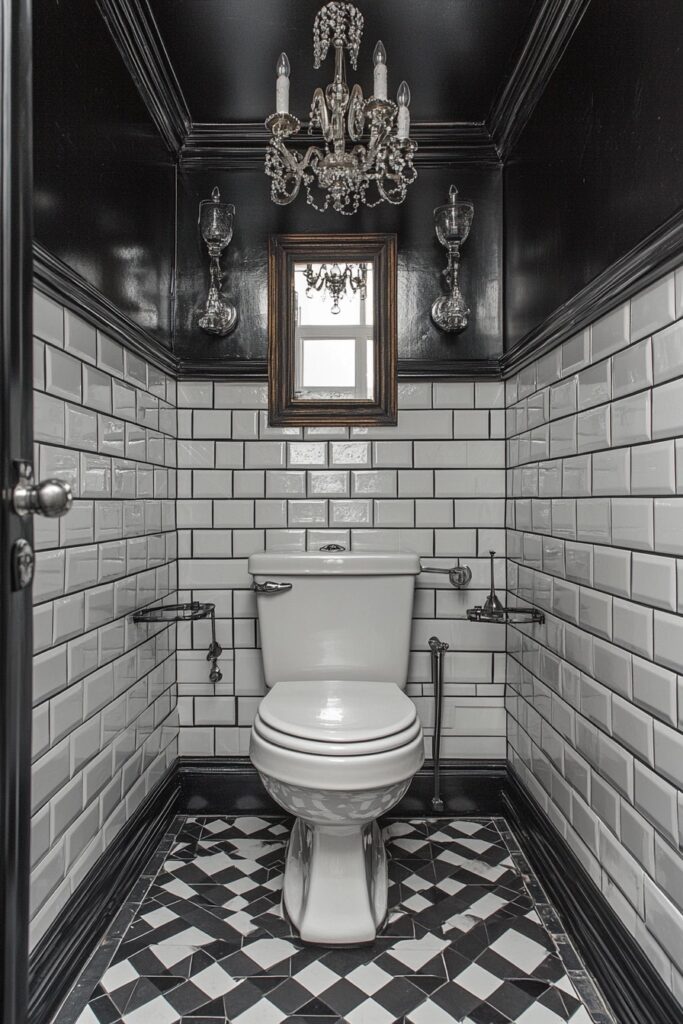 Art Deco-Inspired Small Bathroom Glamour