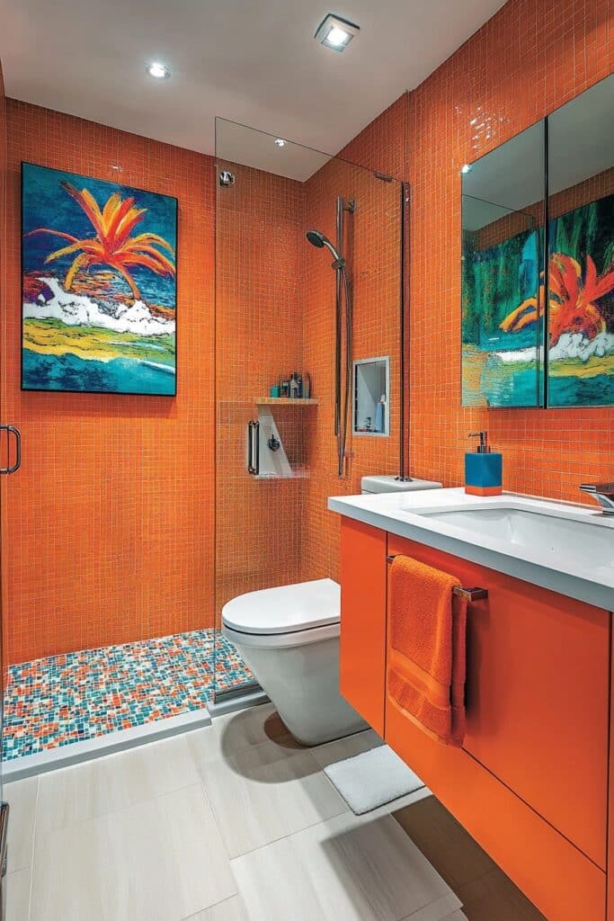 Bold Color Pops for Small Bathrooms