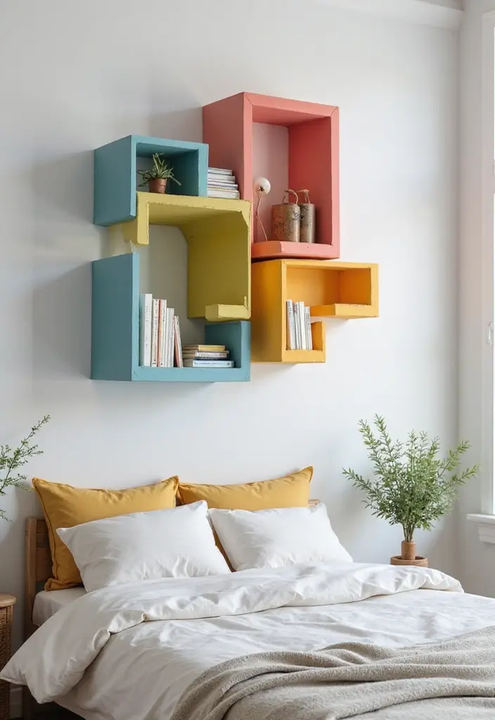 Colorful Floating Cubes Nightstand