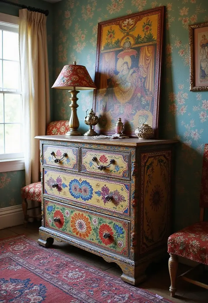 Hand-Painted Bedroom Dresser