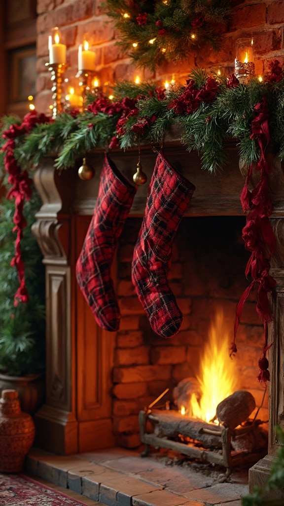 Classic Red and Green Christmas Mantel