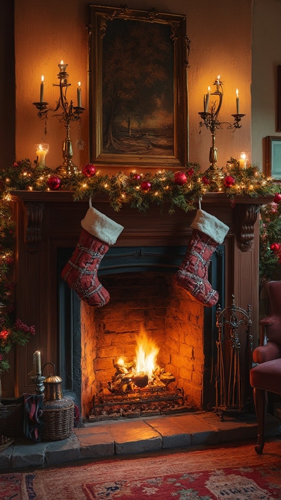 Vintage Holiday Nostalgia Fireplace Decor