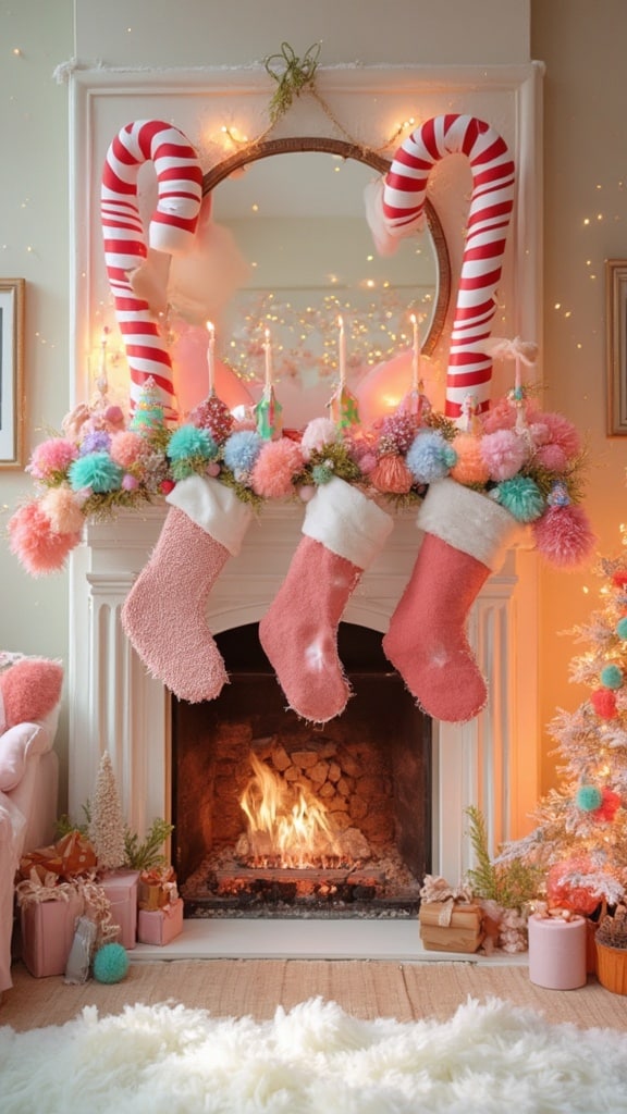 Whimsical Candyland Fireplace Decor