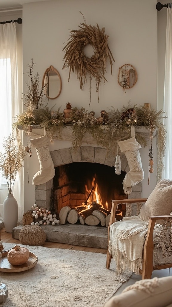 Boho-Inspired Christmas Mantel