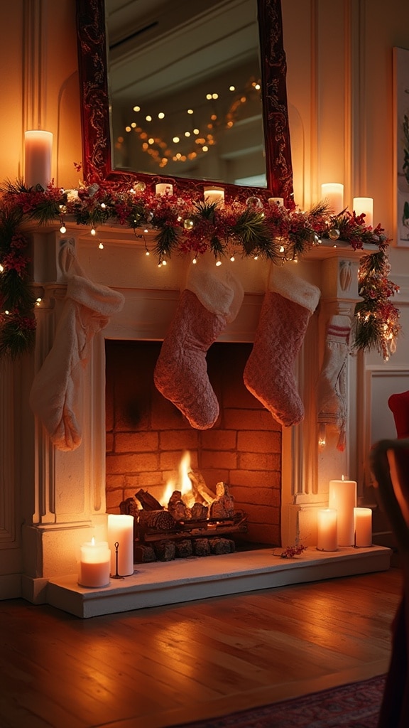 Romantic Holiday Glow Fireplace Decor