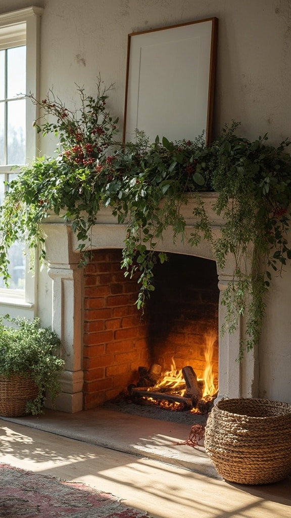 Garden-Inspired Greenery Mantel