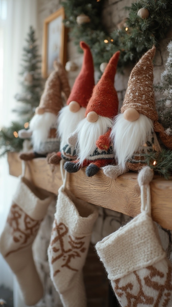 Playful Gnome-Themed Mantel