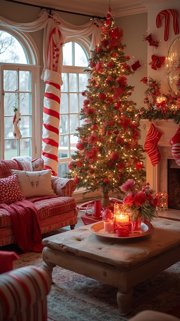 Candy cane themed Christmas decor