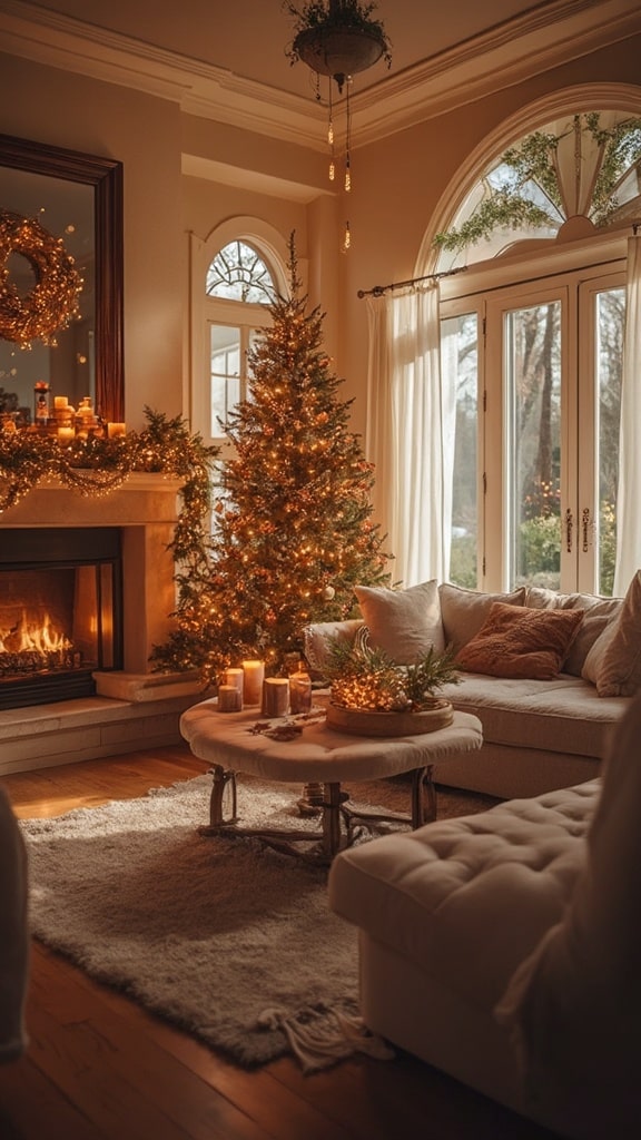 Copper toned Christmas decor