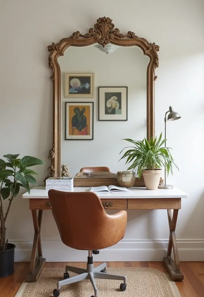 Vintage mirrors in office