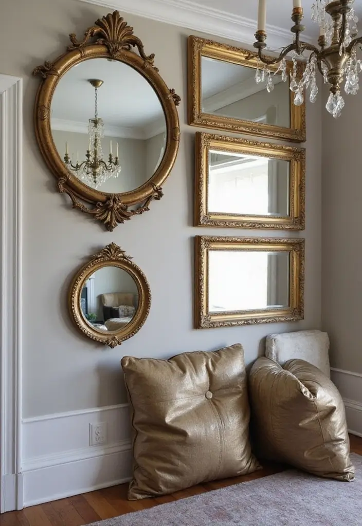 Reflective textiles with vintage mirrors