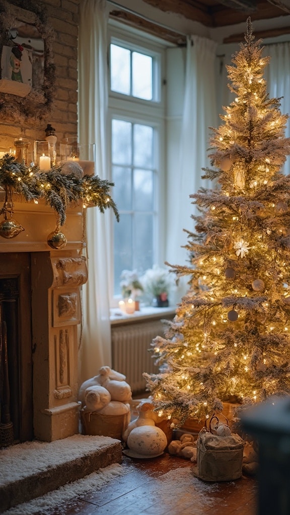 Snow-covered Christmas decorations