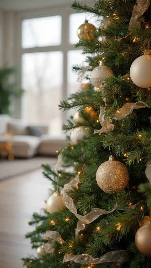 Gold and ivory Christmas decorations