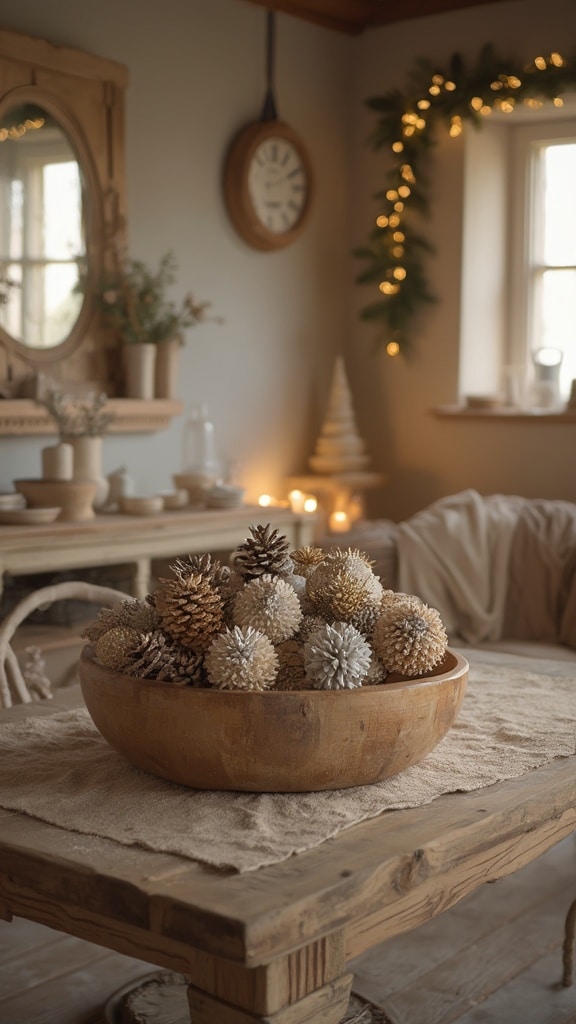 Glittered pinecones Christmas decor