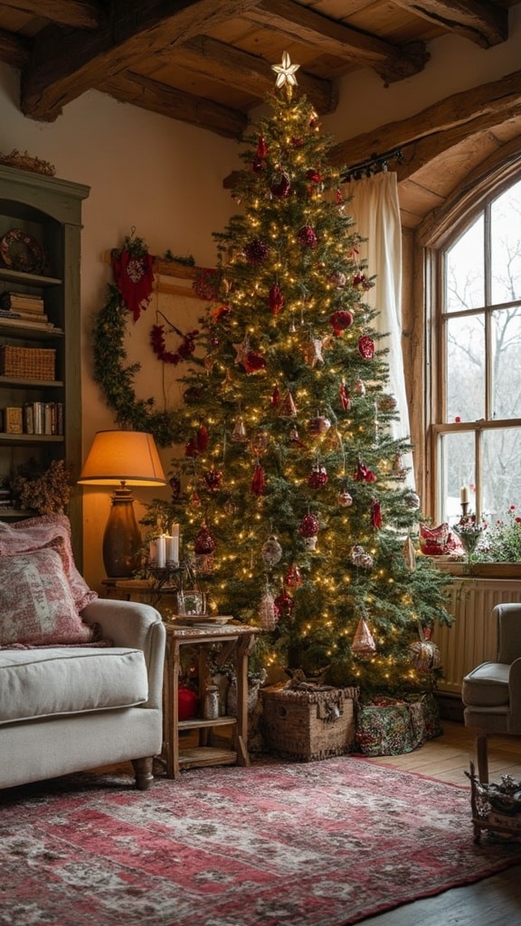 Weathered wood Christmas ornaments shaped like stars and trees