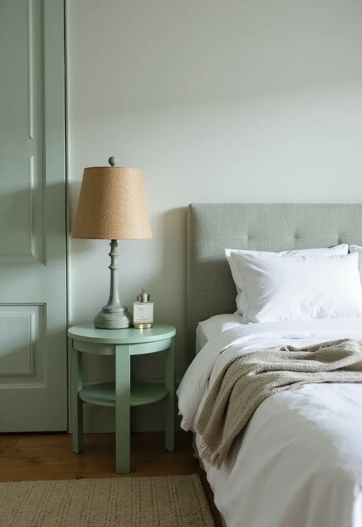 Soft Green Accent Tables in Bedroom