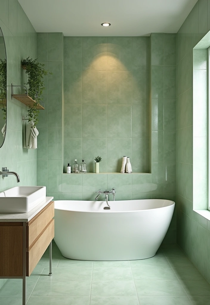 Soft Green Bathroom Tiles