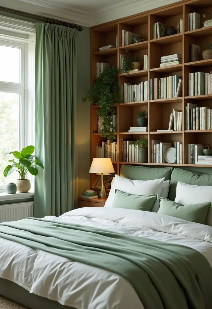 Green-Themed Bookshelves