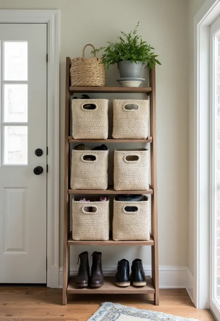 Ladder Shelf with Baskets