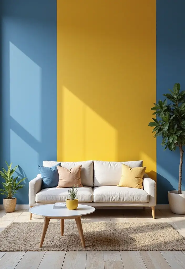 Yellow and Blue Color Block Wall