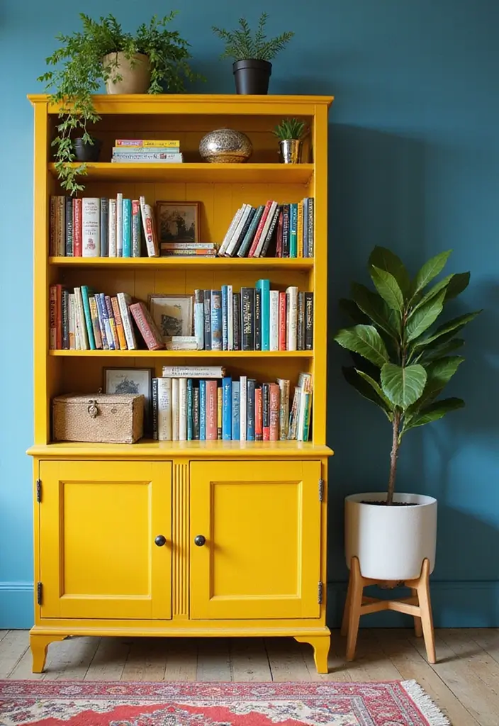 Yellow and Blue Bookcases