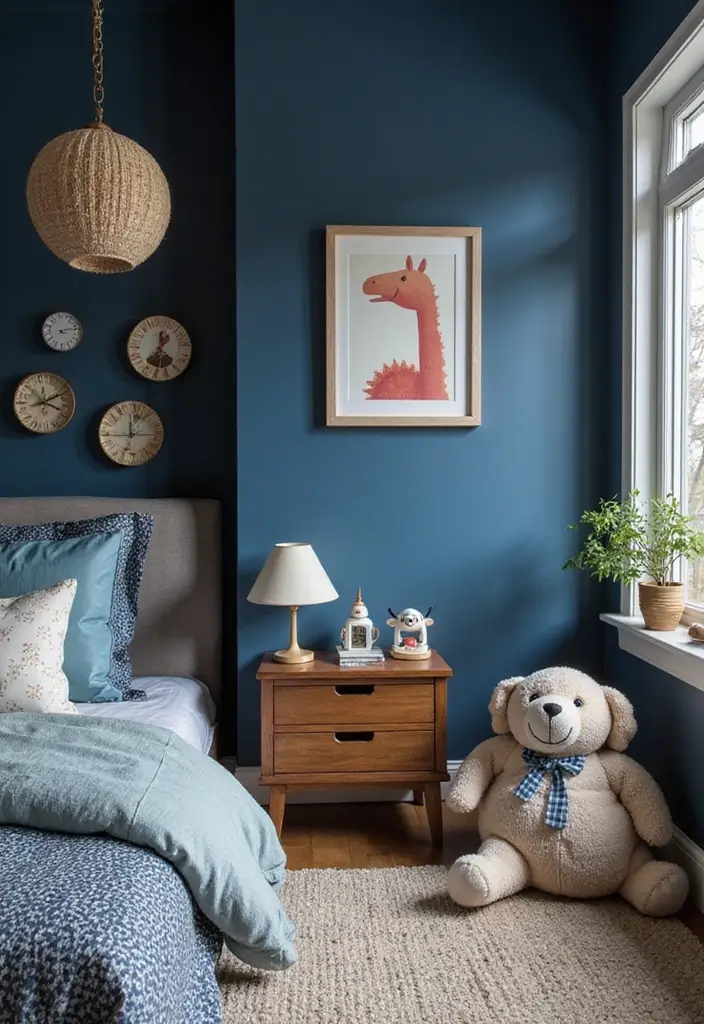 Dramatic Midnight Blue Child's Room