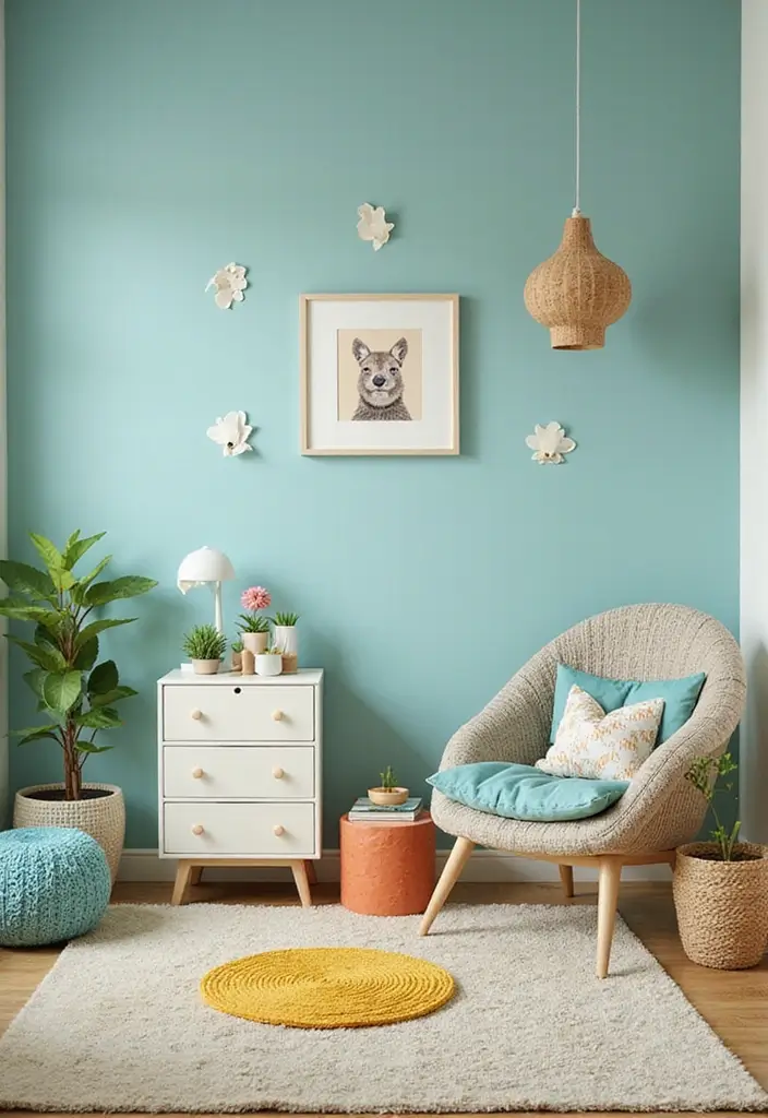 Refreshing Soft Teal Child's Room