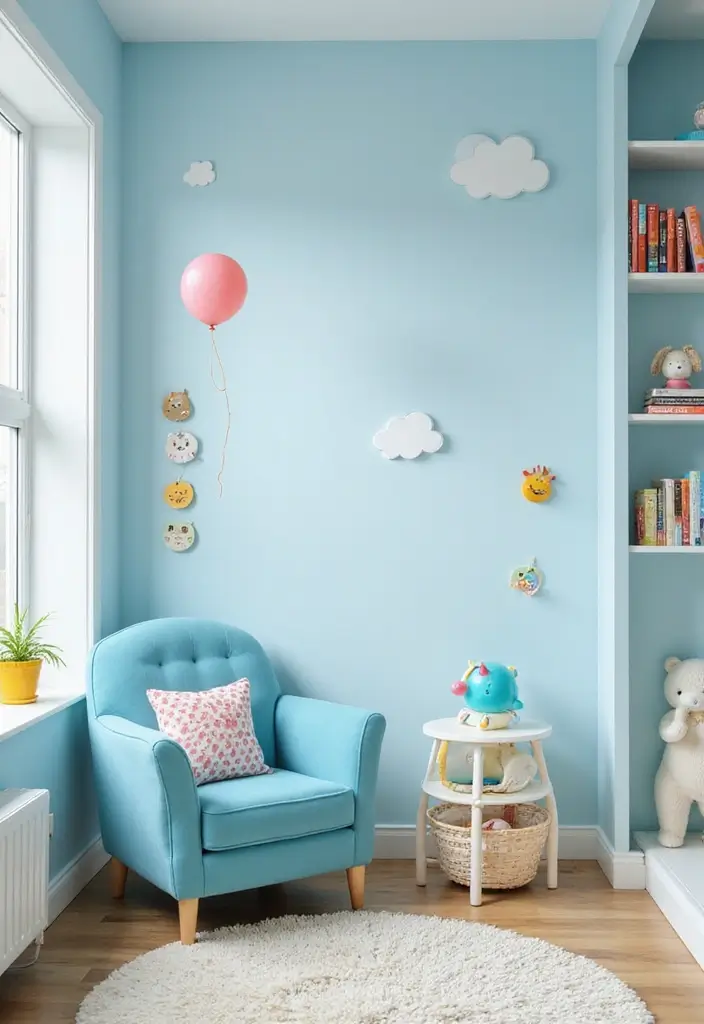 Bright Light Blue Child's Room