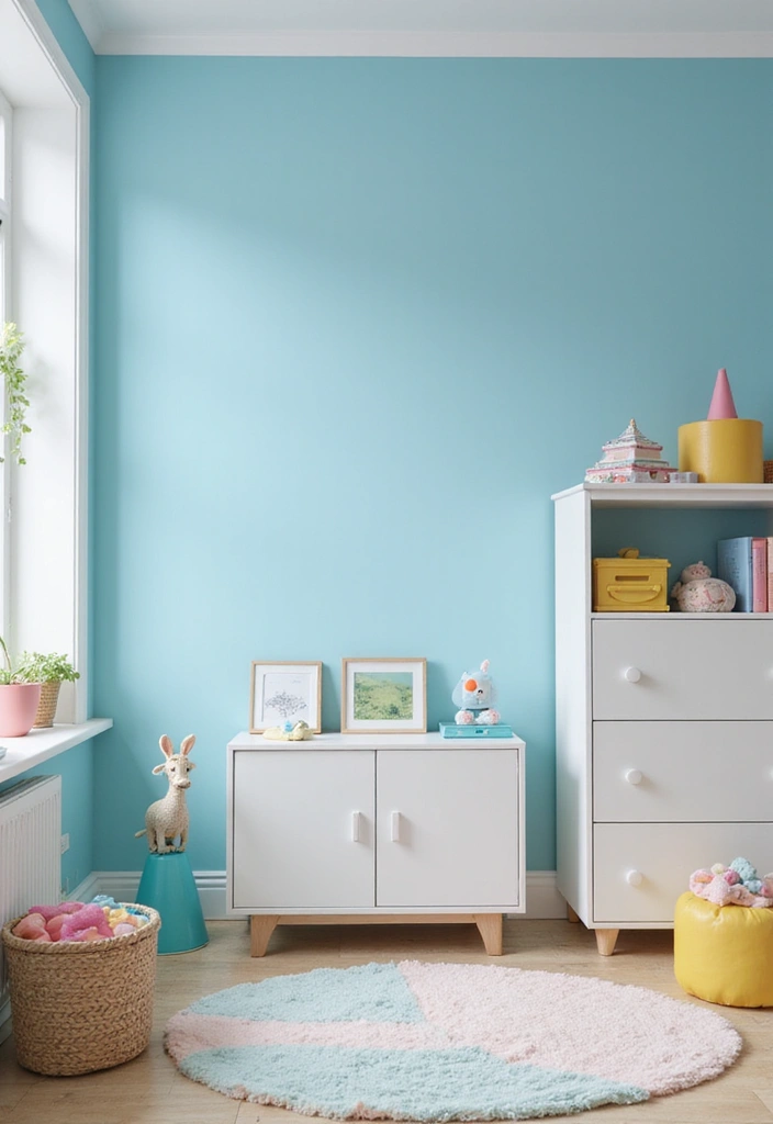 Simple Glacier Blue Child's Room