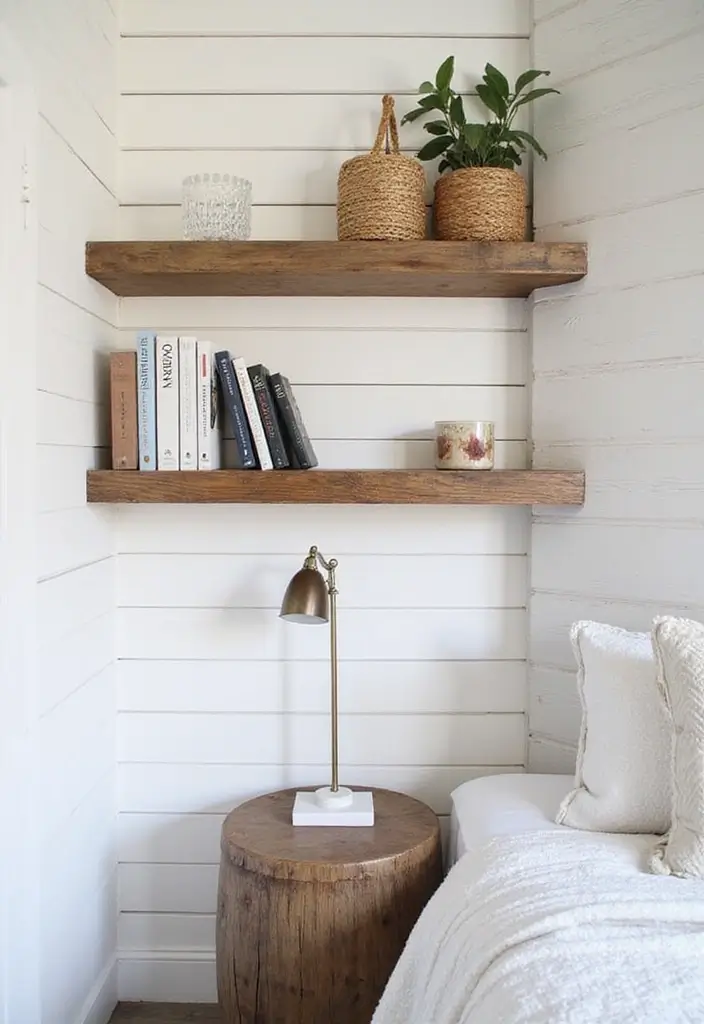 Custom Shelving in Farmhouse Bedroom