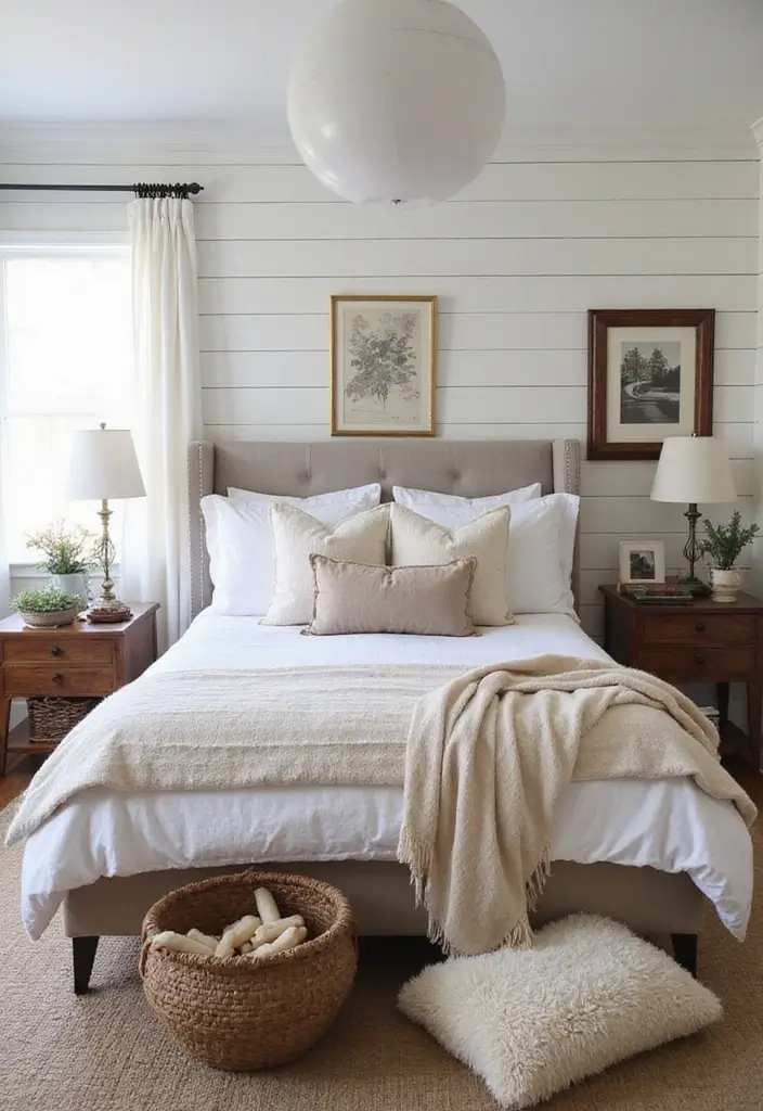 Vintage Textures in Farmhouse Bedroom