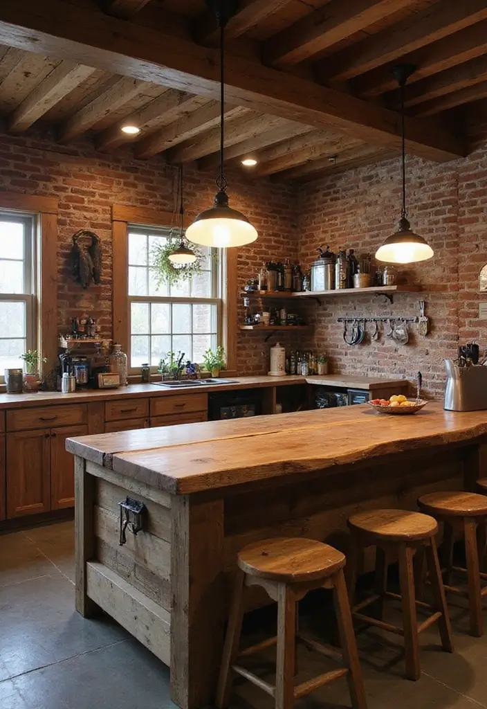 Rustic basement DIY project bar with live-edge countertop