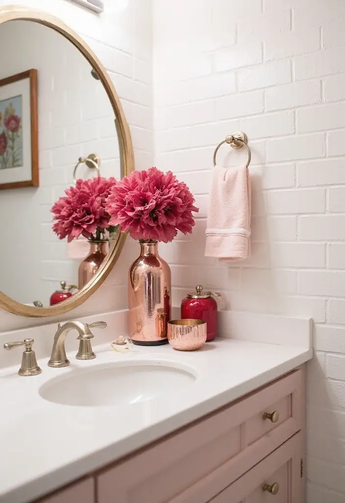 Elegant Countertop Arrangements in Pink and Red
