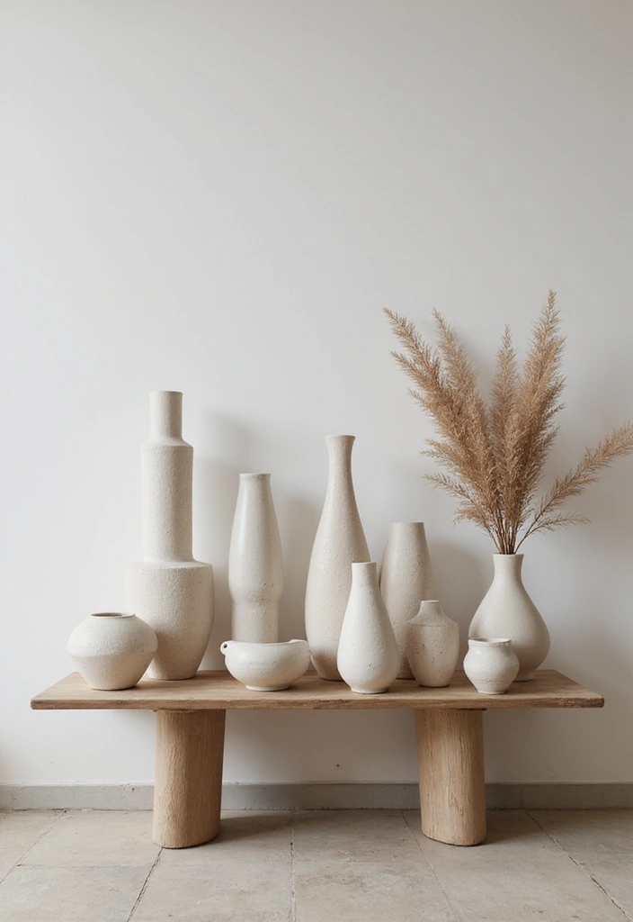 Curated ceramics on console table