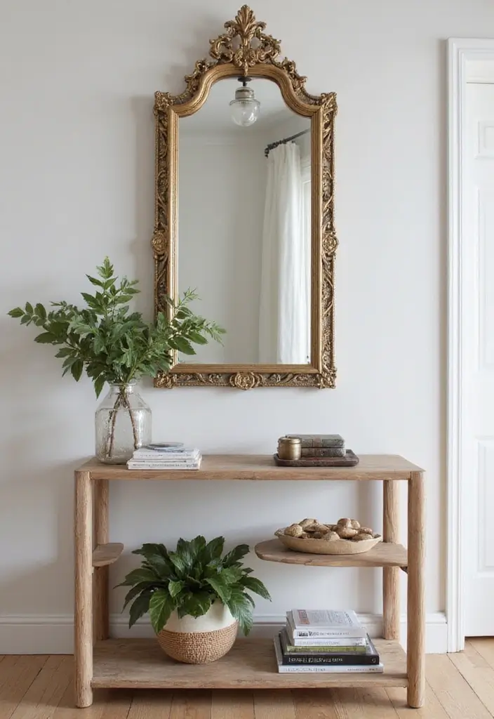 Mirror above console table